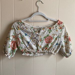 Beautifully handmade and hand embroidered vintage crop top.
